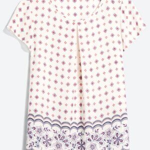 Le Lis Monti Front Pleat Patterned Blouse - White/Red/Navy